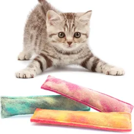 GLACIART ONE Catnip Kicker Toys - Durable, Chemical-Free Plush Pillows for Cats and Kittens - 3 Piece Set with Orange, Pink and Green Marble Design - Perfect for Teething, Biting, Chewing, Indoor Play