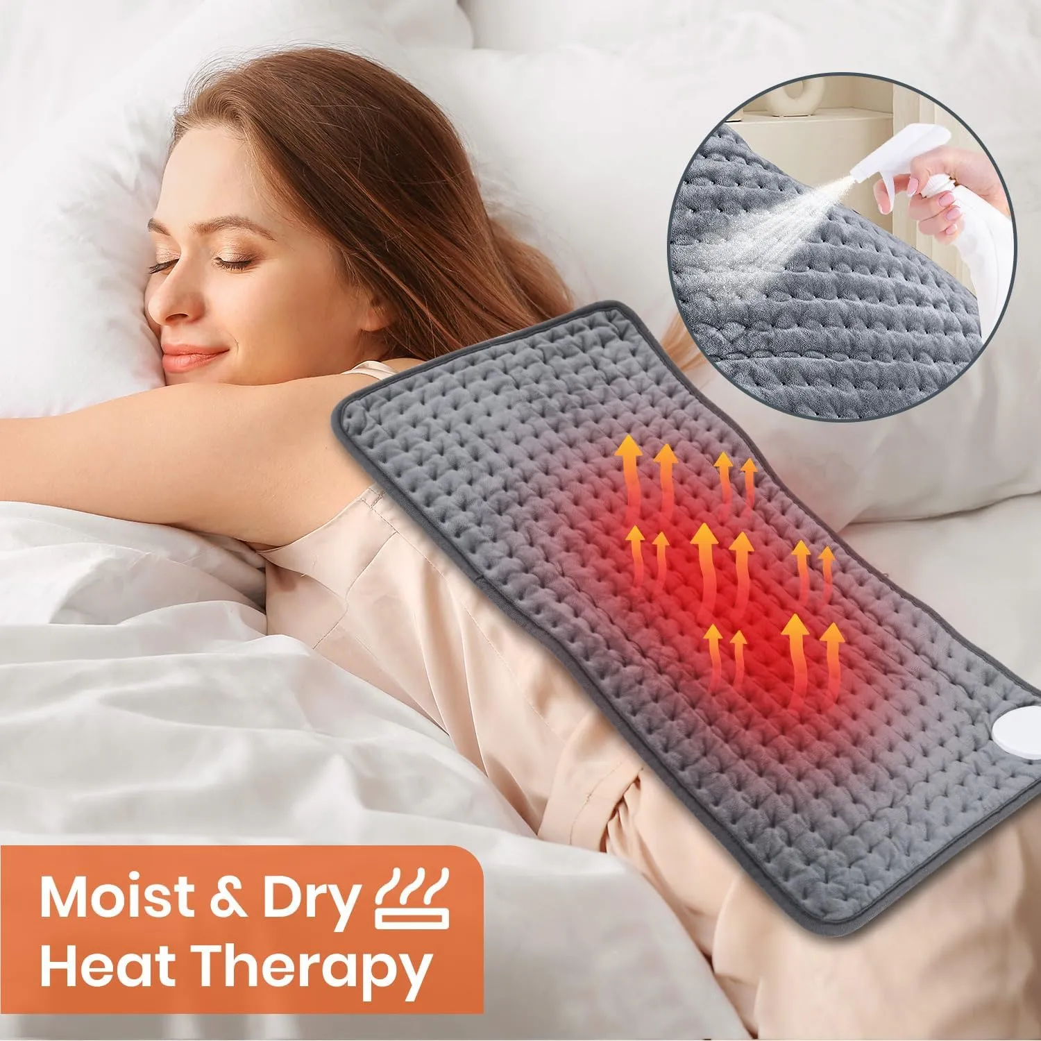 Heating Pad for Back Pain Relief, Heating Pads for Period Cramps with 9 Heat Settings & 4 Timers Auto-off, Machine Washable, Dry & Moist Heat, Soft Electric Heating Pad for Sore Muscles,Gift,12''24''