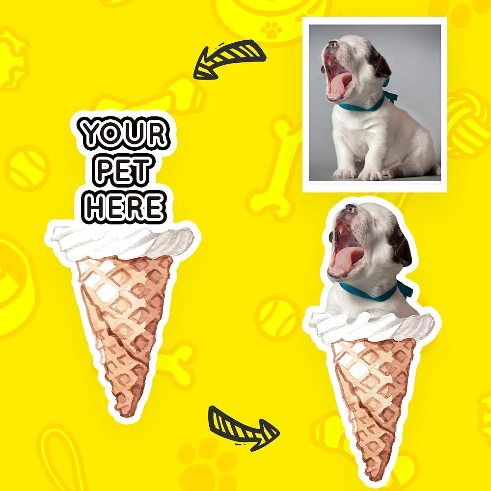Ice Cream Custom Pet Face Pillow, Cat Head Shaped Pillow From Photos