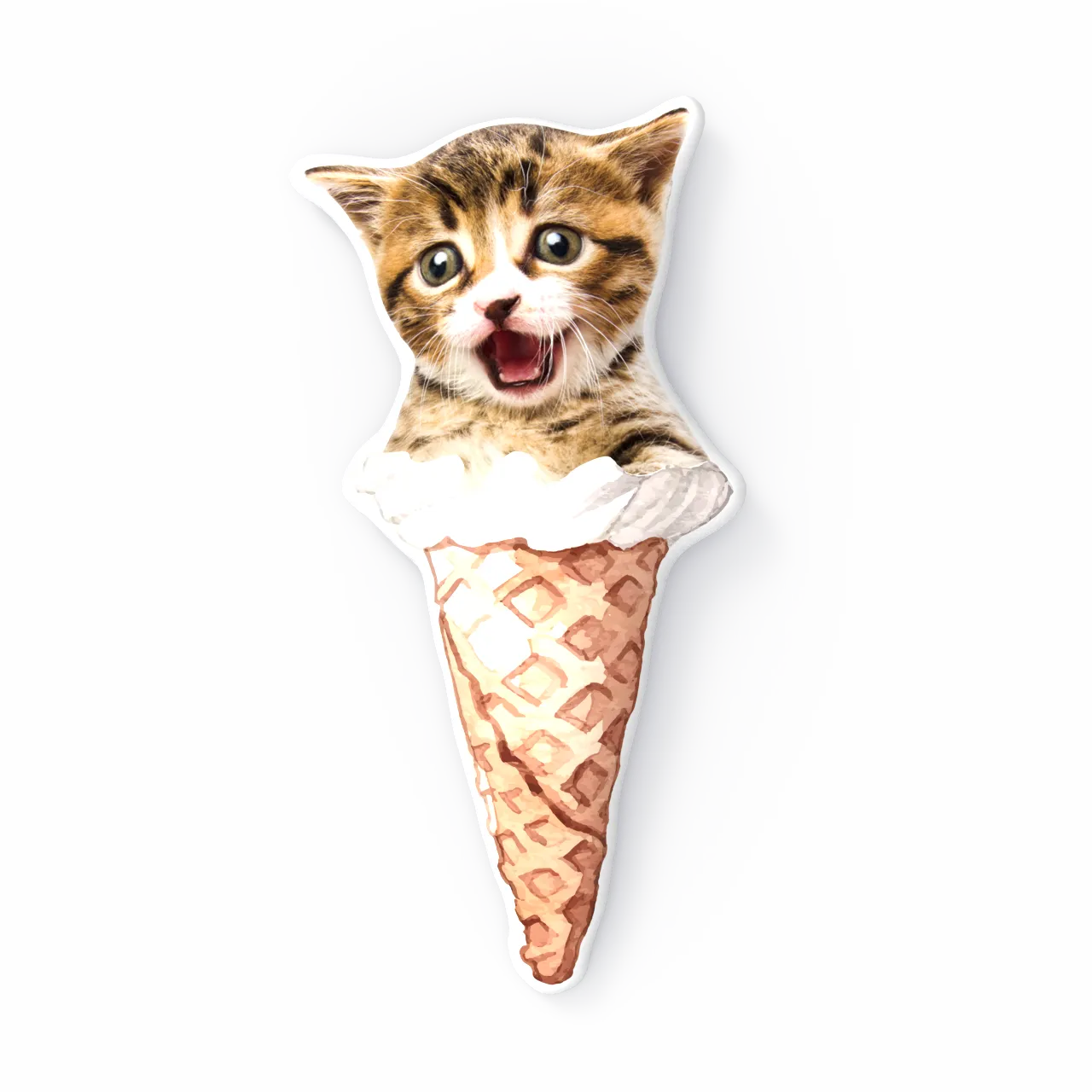 Ice Cream Custom Pet Face Pillow, Cat Head Shaped Pillow From Photos