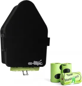 Indoor/Outdoor Dog Poop Bag Dispenser Wall Mount (Black), Includes 3 Sample Rolls of Waste Bags, Easy Setup Dog Poop Station