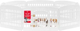 IRIS USA 24" 8-Panel Dog Playpen, 83.5 x 83.5 x 23.63, Puppy Playpen, Dog Play Pen Indoors, Pet Fence, Small Pets, White
