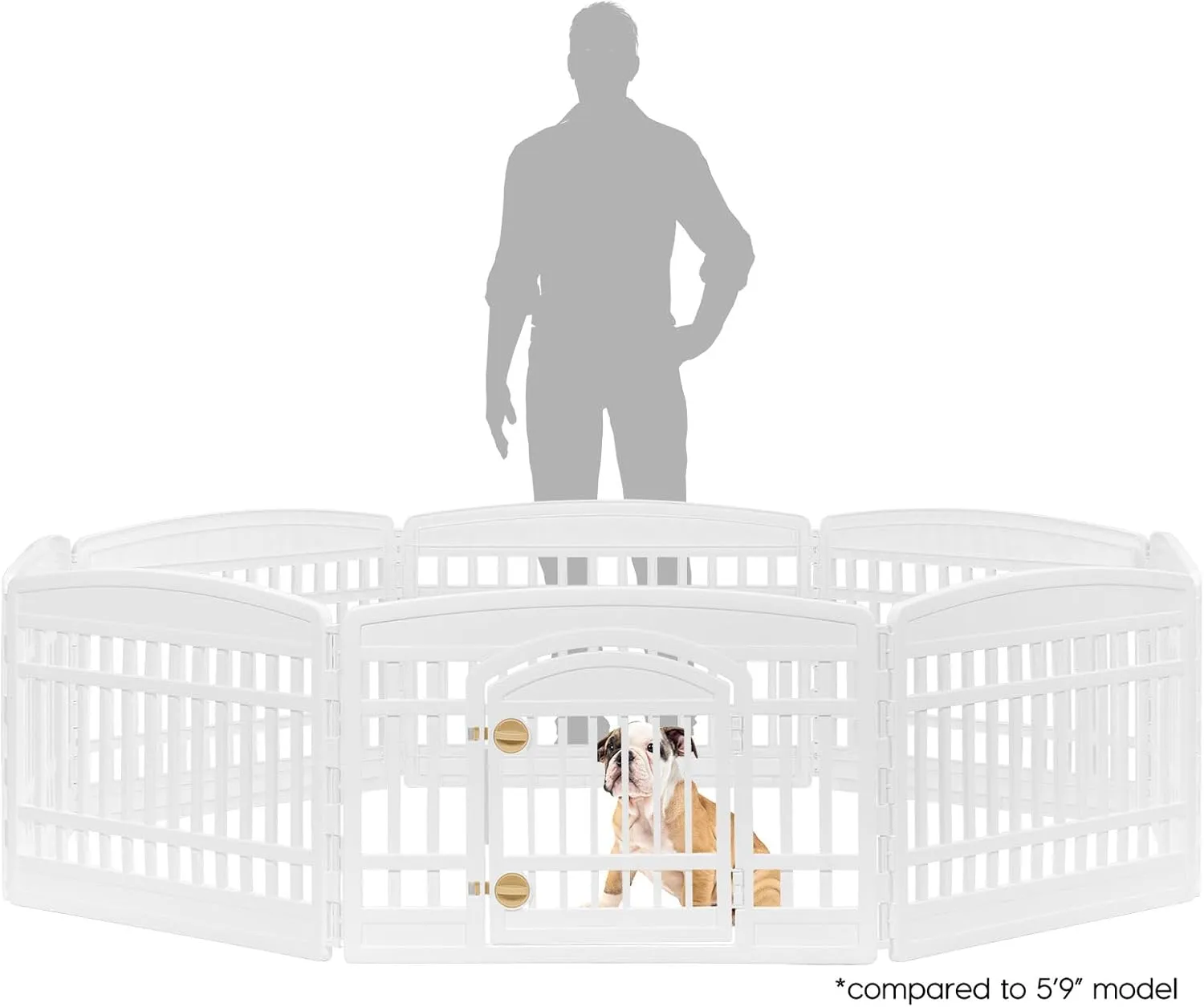 IRIS USA 24" 8-Panel Dog Playpen, 83.5 x 83.5 x 23.63, Puppy Playpen, Dog Play Pen Indoors, Pet Fence, Small Pets, White