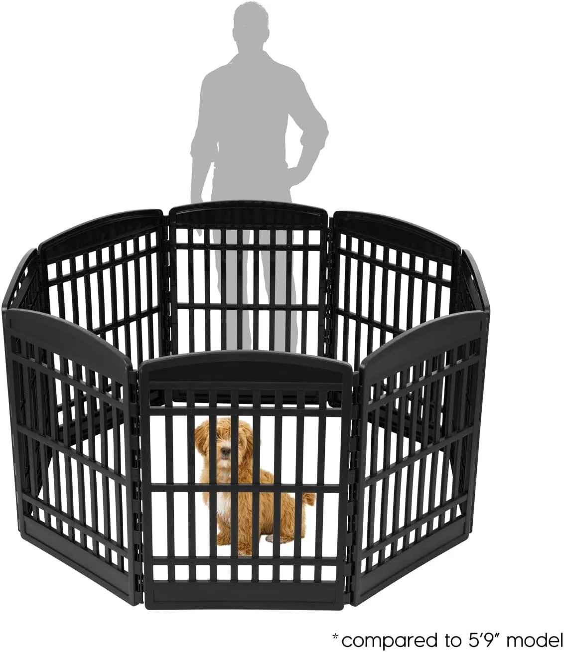 IRIS USA 34" 8-Panel Dog Playpen, 63 x 63 x 35, Puppy Fence, Puppy Playpen, Dog Play Pen Indoors, Pet Fence, Medium Pets, Black