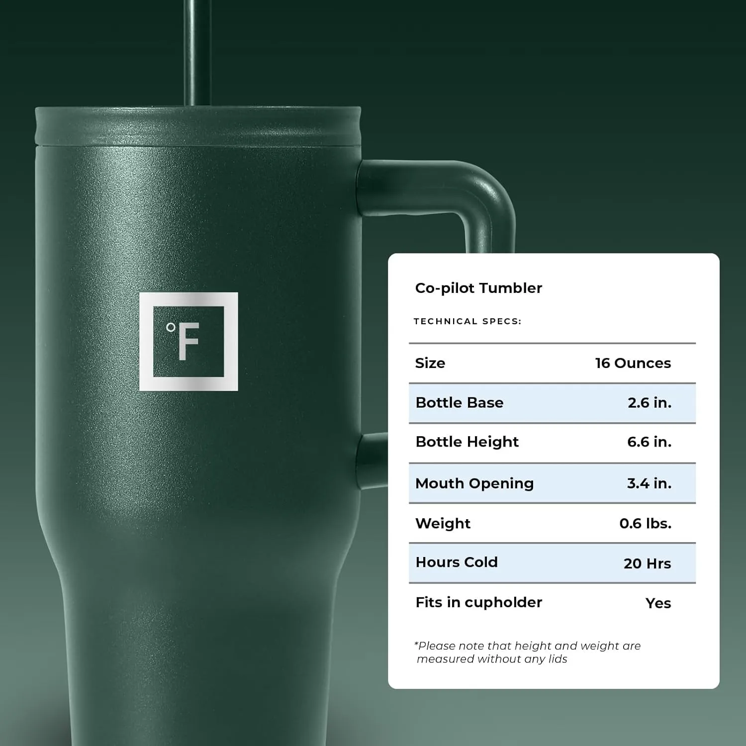 IRON FLASK Co-Pilot Insulated Mug w/Straw & Flip Cap Lids - Cup Holder Bottle for Hot, Cold Drink - Leak-Proof - Water, Coffee Portable Travel Mug - Dark Pine, 16 Oz