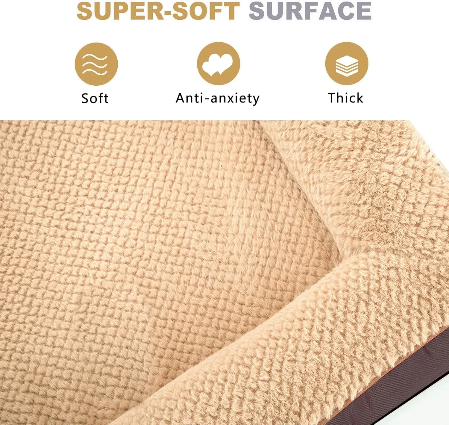 JOYELF Orthopedic Dog Bed for Medium Dogs,U-Shaped Foam Sofa Bed, Bolster Waterproof Pet Bed with Removable Washable Cover and Nonskid Bottom for Small to Medium Dogs - Coffee