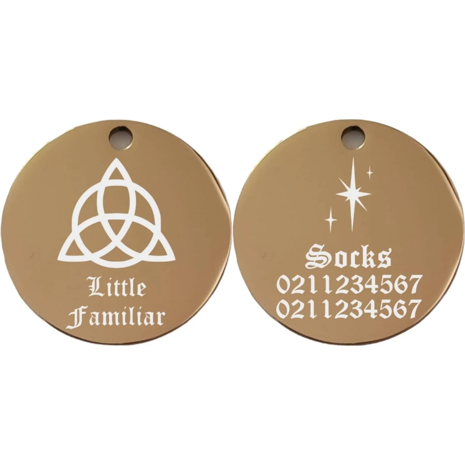 Little Familiar Round | Mirror Stainless | Cat & Dog ID Pet Tag