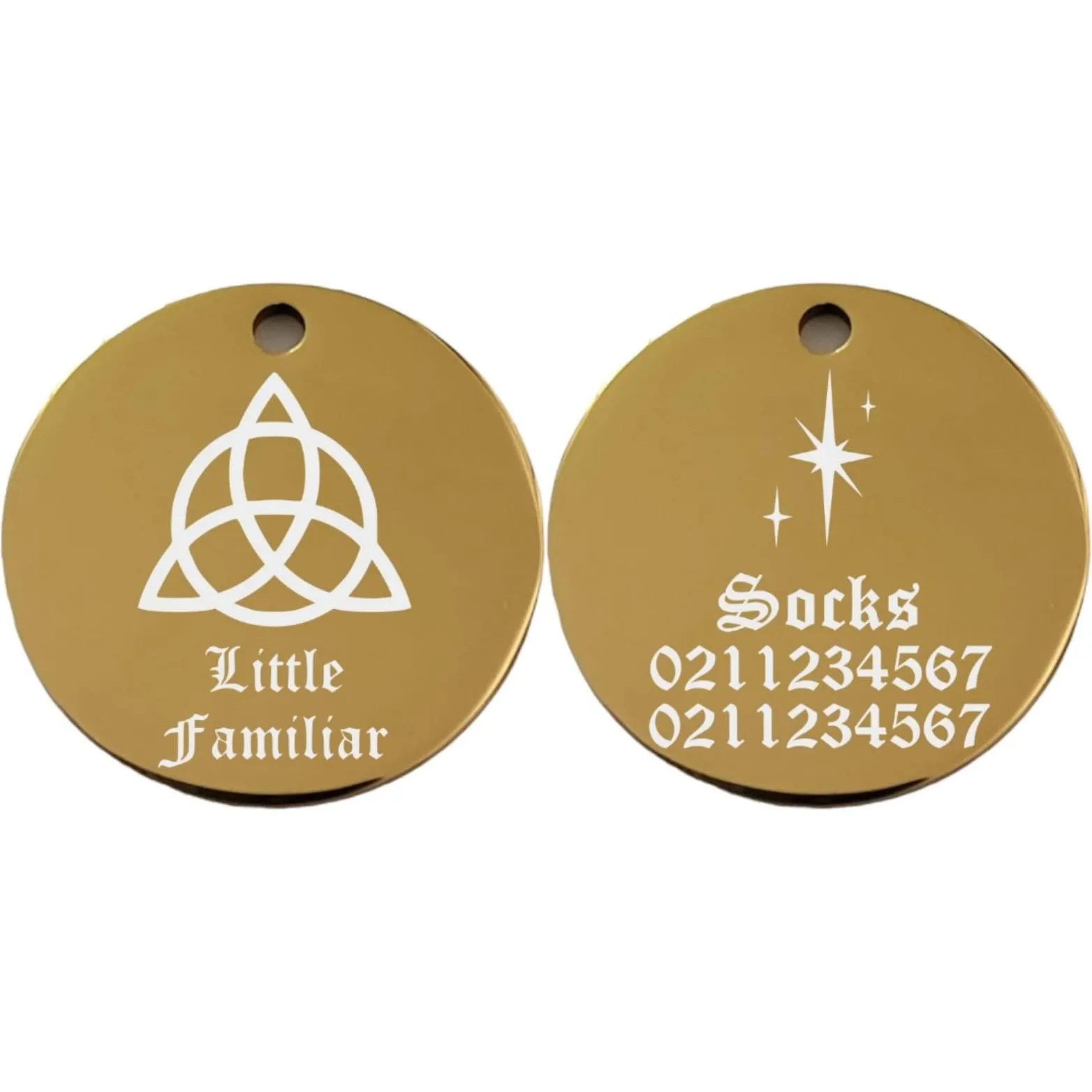 Little Familiar Round | Mirror Stainless | Cat & Dog ID Pet Tag