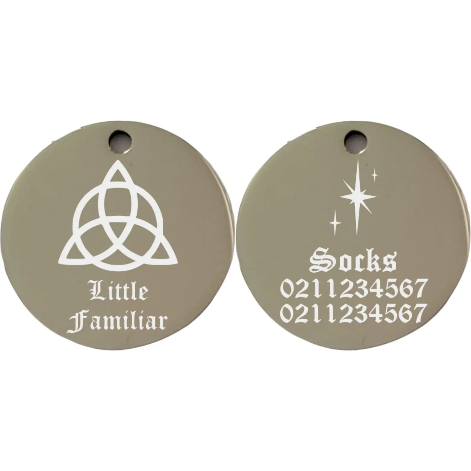 Little Familiar Round | Mirror Stainless | Cat & Dog ID Pet Tag