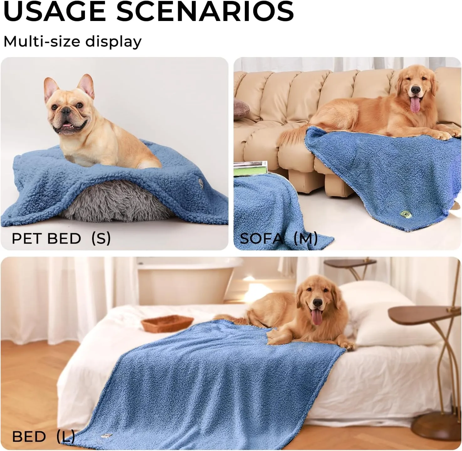 Luciphia Premium Fleece Dog Puppy Blanket Soft Pet Sherpa Calming Cat Blankets Throw for Small Medium Dog Cat(Haze Blue,30x20 inches)