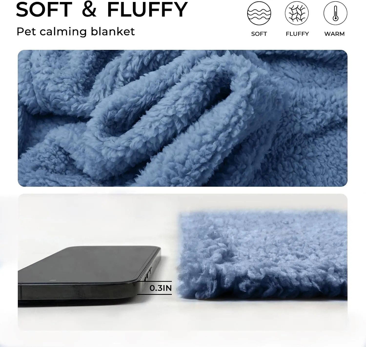 Luciphia Premium Fleece Dog Puppy Blanket Soft Pet Sherpa Calming Cat Blankets Throw for Small Medium Dog Cat(Haze Blue,30x20 inches)