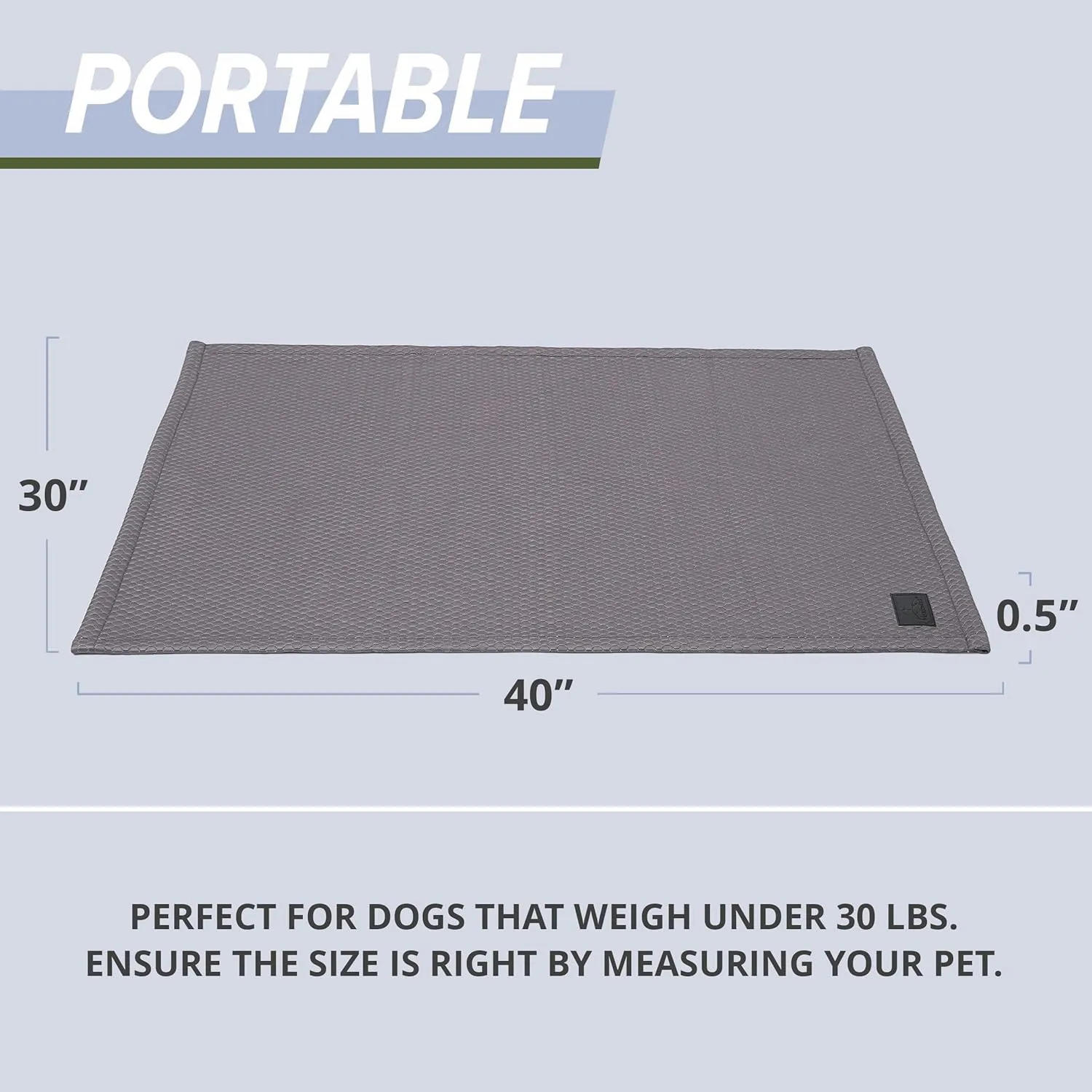 Meadowlark Cooling Blanket, Waterproof, Washable Couch Cover for Small to Large Dogs & Cats - 40 x 30 in Grey
