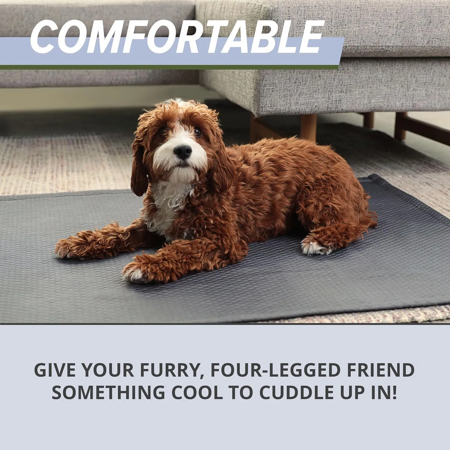 Meadowlark Cooling Blanket, Waterproof, Washable Couch Cover for Small to Large Dogs & Cats - 40 x 30 in Grey