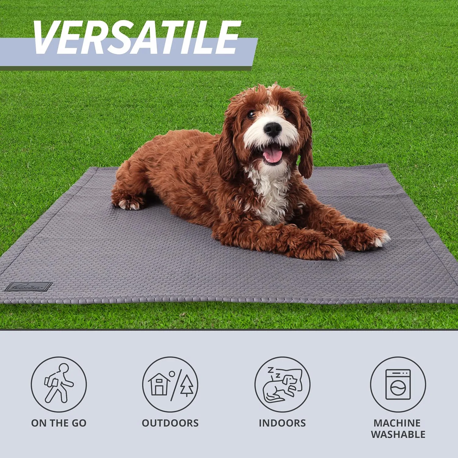 Meadowlark Cooling Blanket, Waterproof, Washable Couch Cover for Small to Large Dogs & Cats - 40 x 30 in Grey
