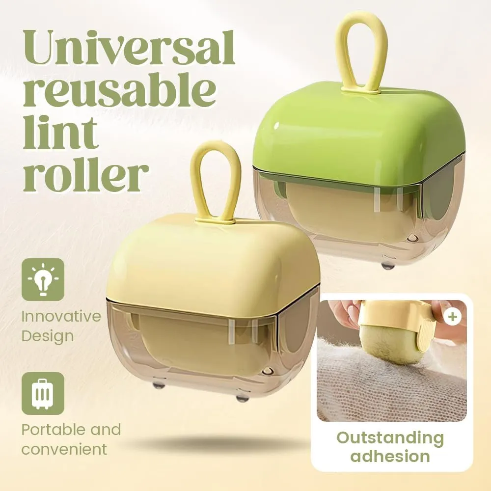 Mini Portable Lint Roller, 2025 New Pet Hair Remover for Laundry Mini Lint Roller for Purse, Reusable Washable Sticky Roller for Clothes Travel Household (Green)