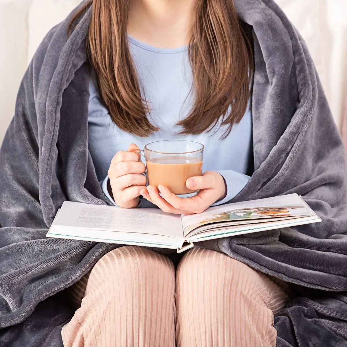 Minky Luxury Heated Throw - Grey - Large