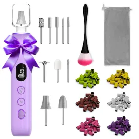 Nail Drill Electric Nail File, with 120*Sanding Bands - 10 Speeds Cordless Manicure Pedicure Kit with LED Light, Portable Nail Drill for Natural & Acrylic Nails, Human & Pet Thick Toenails (Purple)