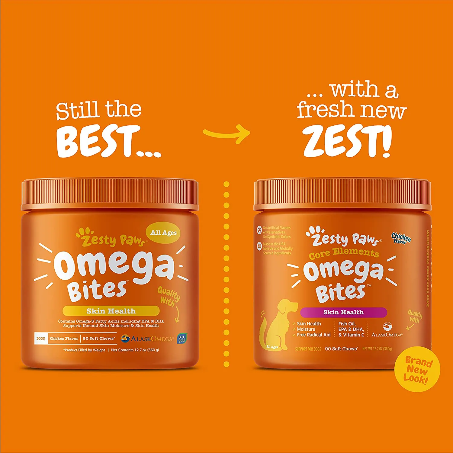 Omega 3 Alaskan Fish Oil Chew Treats for Dogs with AlaskOmega for EPA & DHA Fatty Acid, Itch Free Skin - Hip & Joint Support   Heart & Brain Health
