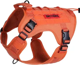 OneTigris Tactical Dog Harness Vest with Handle, Military Dog Harness for Large Medium Dogs,FIRE WATCHER 2.0 No-Pull Service Dog Vest,Adjustable Dog Vest Harness for Walking Hiking Training(XL,Orange)