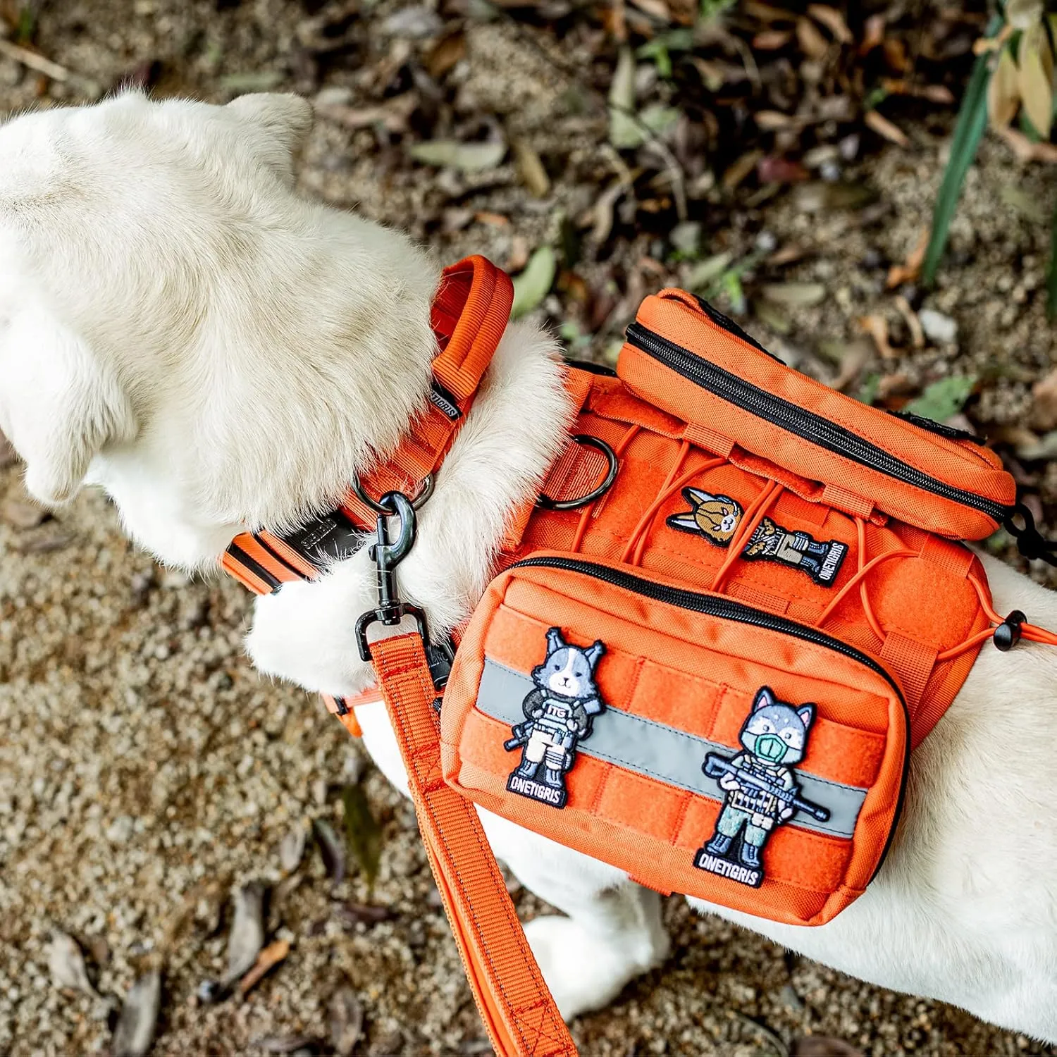 OneTigris Tactical Dog Harness Vest with Handle, Military Dog Harness for Large Medium Dogs,FIRE WATCHER 2.0 No-Pull Service Dog Vest,Adjustable Dog Vest Harness for Walking Hiking Training(XL,Orange)