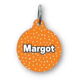 Orange Polka Dots Circle Pet Tag