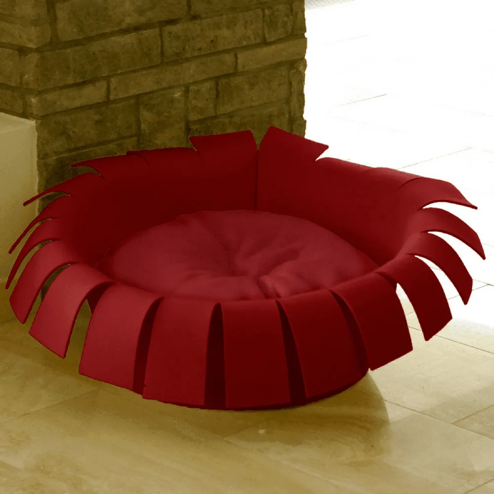 Orthopedic Cat Bed By Pet Interiors- Red Felt Crown