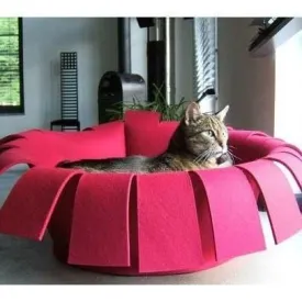 Orthopedic Cat Bed By Pet Interiors- Red Felt Crown