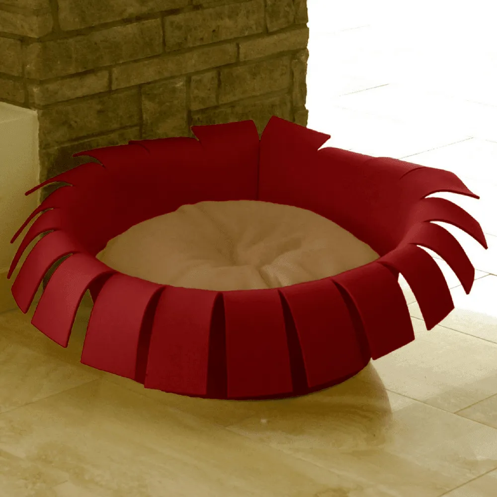 Orthopedic Cat Bed By Pet Interiors- Red Felt Crown