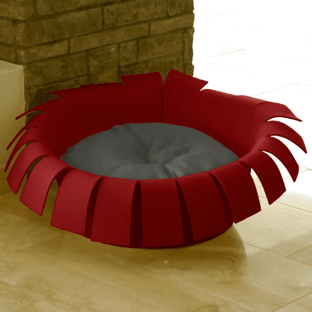 Orthopedic Cat Bed By Pet Interiors- Red Felt Crown
