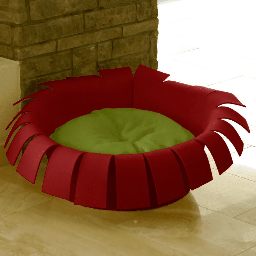 Orthopedic Cat Bed By Pet Interiors- Red Felt Crown
