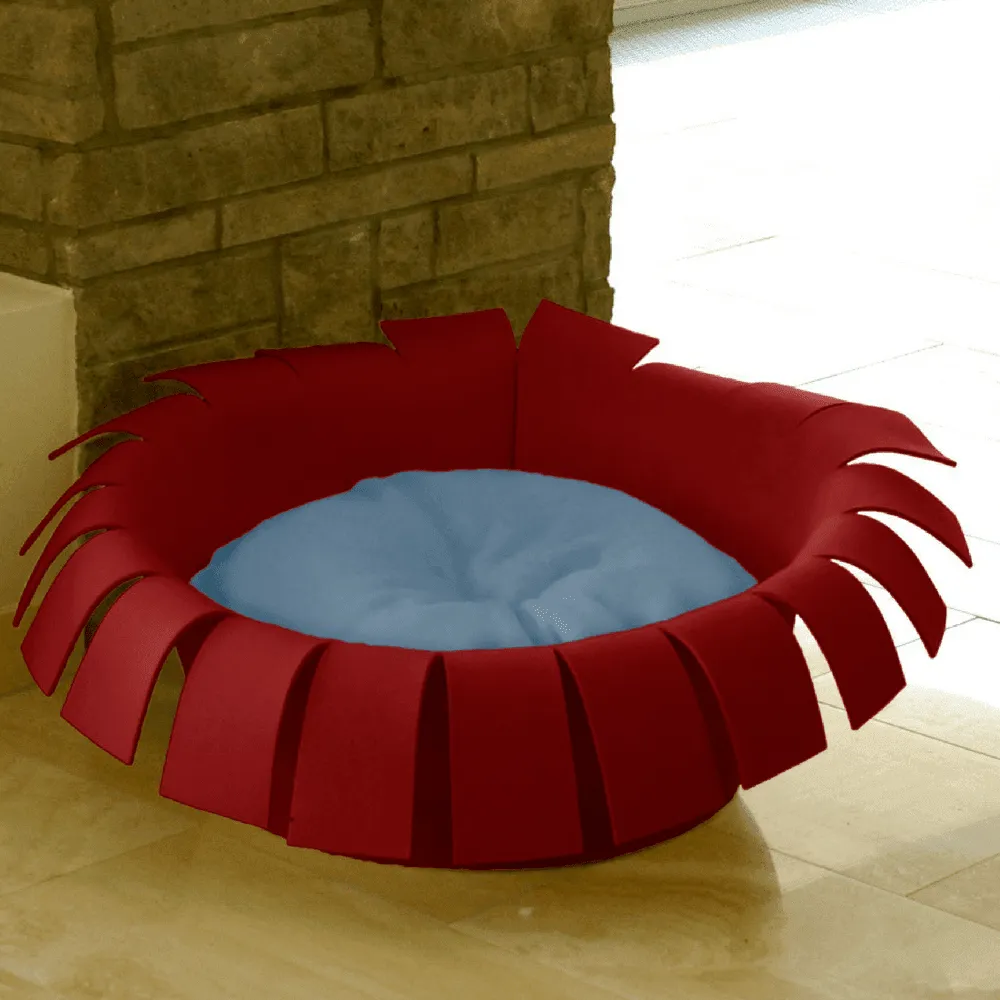 Orthopedic Cat Bed By Pet Interiors- Red Felt Crown