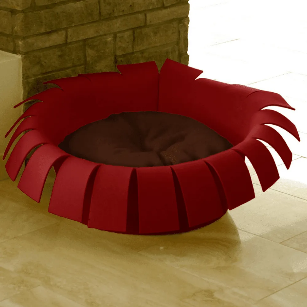 Orthopedic Cat Bed By Pet Interiors- Red Felt Crown