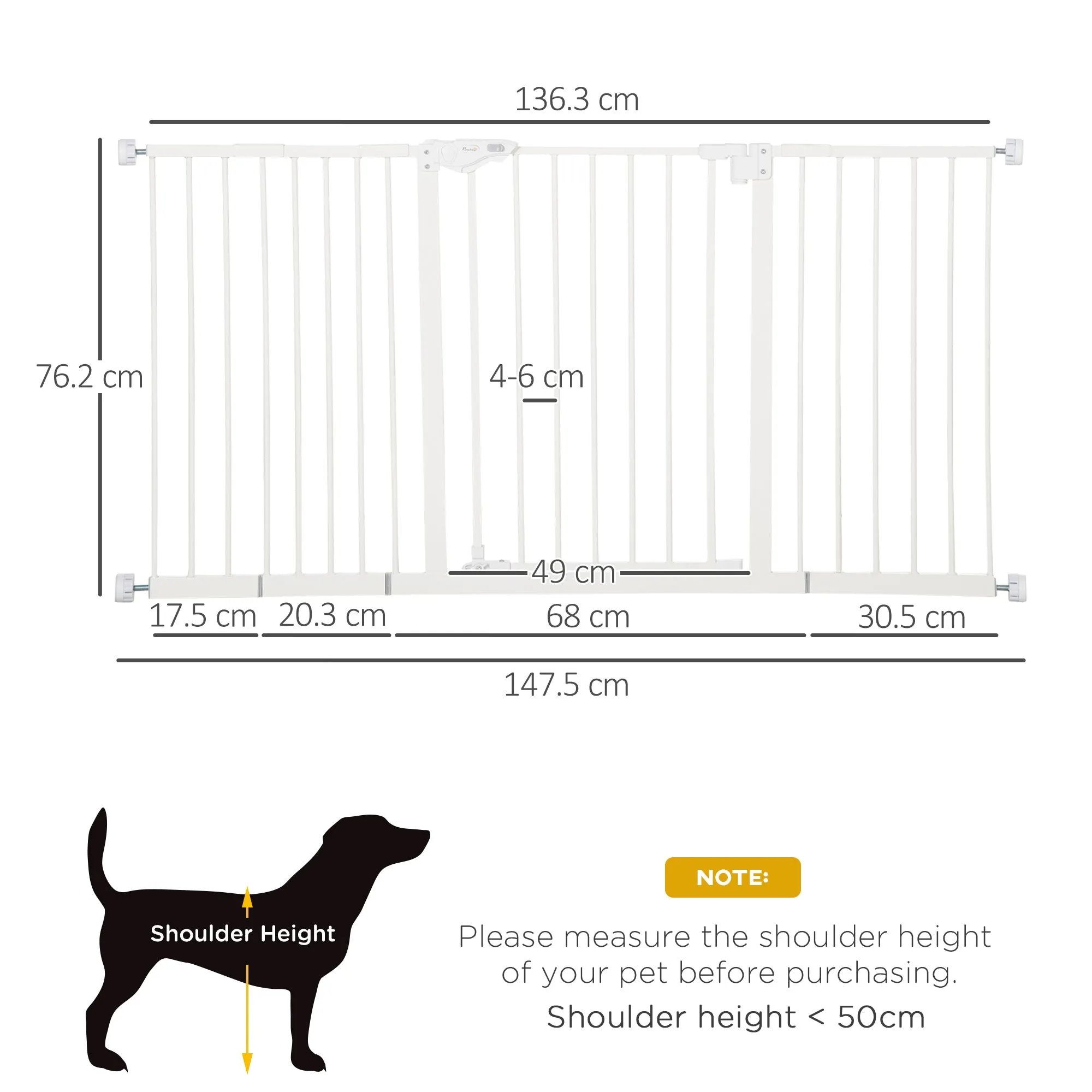 Pawhut Adjustable Safety Gate Dog Barrier For Doorways