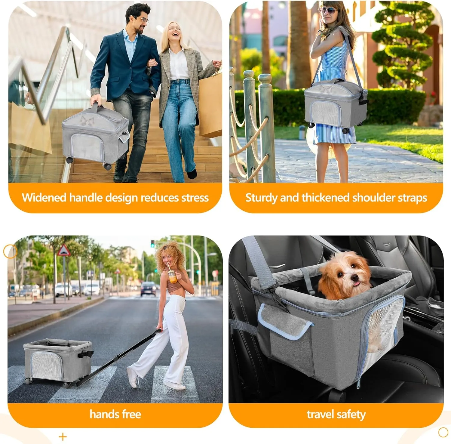 Pet Carrier for Small Dog Cat, Cat Dog Carrier with Wheels Soft Sided Dog Rolling Crate Cat Travel Bag up to 20 Lbs Pet Strollers for Small Pets