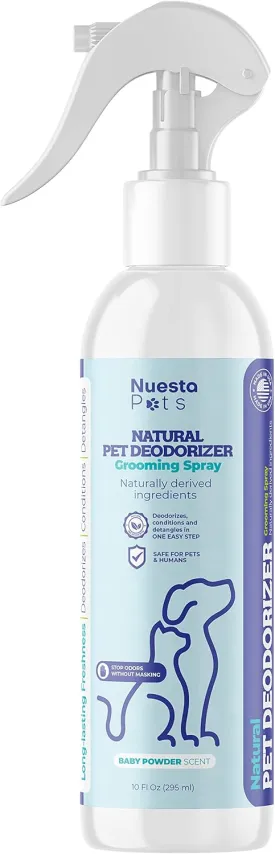 Pets Pet Deodorant & Odor Neutralizer w/Oat & Aloe | Naturally Derived Quick-Drying Deodorizer Spray for Dogs | Safe on Carpets & Furniture | Pet-Safe & Hypoallergenic | Baby Powder Scent