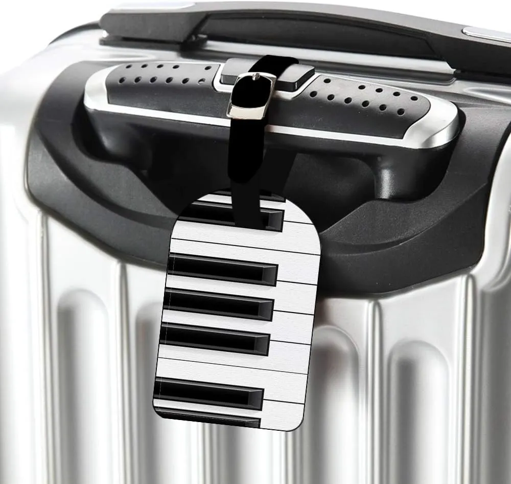 Piano Keys-Music Leather Luggage ID Tag White Black Travel Bag Label Suitcase Luggage ID Tag - 1 pack