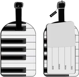 Piano Keys-Music Leather Luggage ID Tag White Black Travel Bag Label Suitcase Luggage ID Tag - 1 pack
