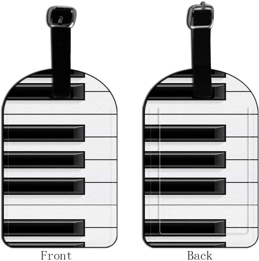 Piano Keys-Music Leather Luggage ID Tag White Black Travel Bag Label Suitcase Luggage ID Tag - 1 pack