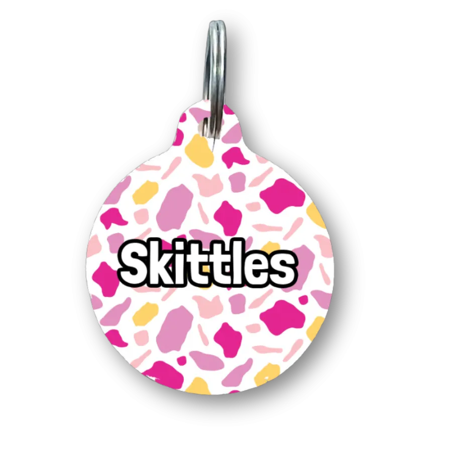 Pink Terrazzo Circle Pet Tag