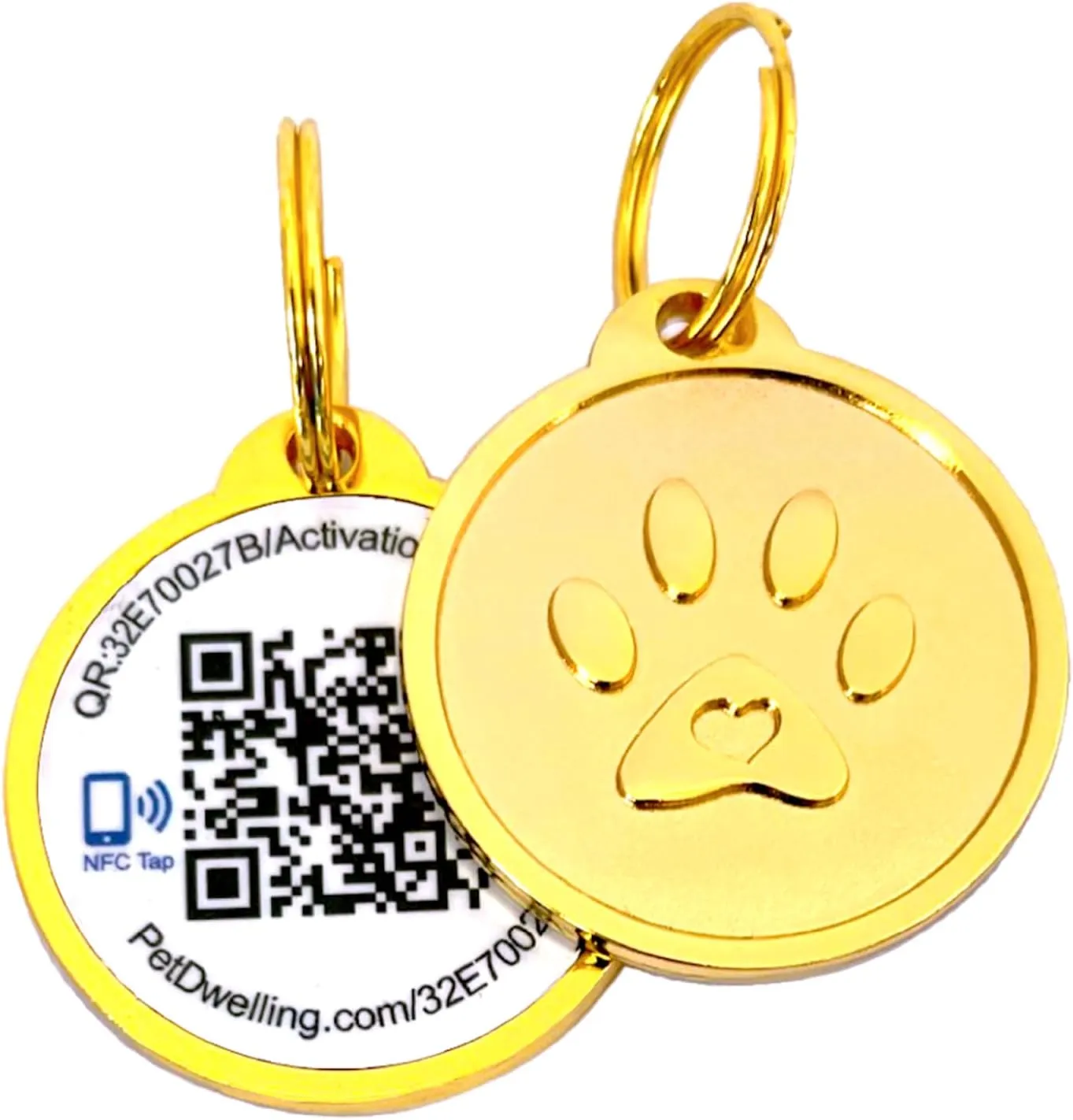 Premium NFC & QR Code Smart ID Tag for Dogs - Easy Scanning, Instant Profile Access, Real-Time Location Alerts(Gold Paw)