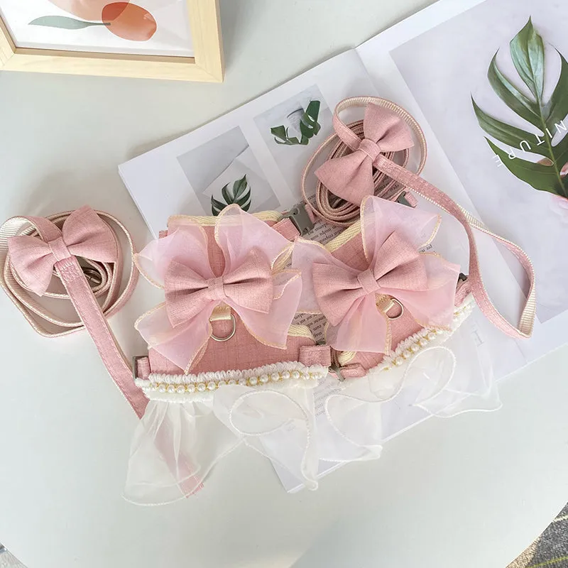 Princess Pearly Mesh Cat Harness and Leash Set