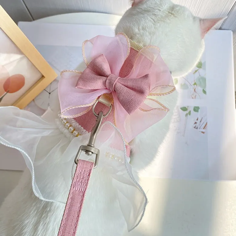 Princess Pearly Mesh Cat Harness and Leash Set