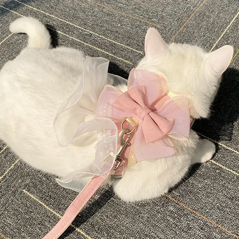 Princess Pearly Mesh Cat Harness and Leash Set