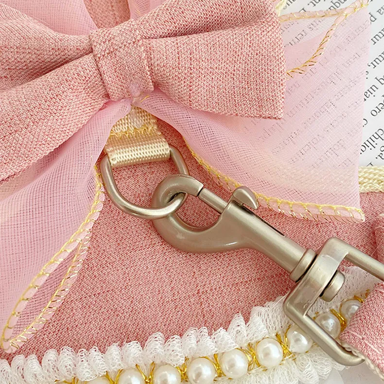 Princess Pearly Mesh Cat Harness and Leash Set