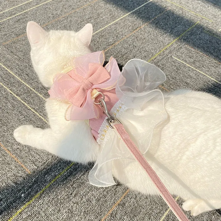 Princess Pearly Mesh Cat Harness and Leash Set