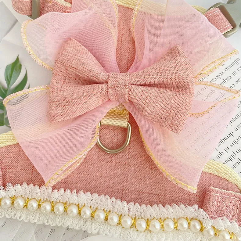 Princess Pearly Mesh Cat Harness and Leash Set