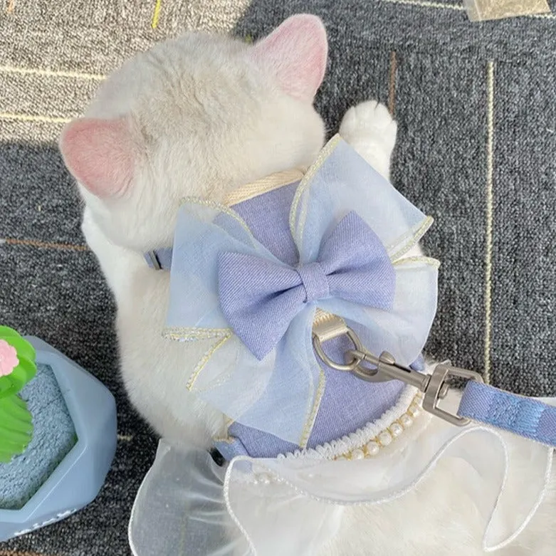 Princess Pearly Mesh Cat Harness and Leash Set