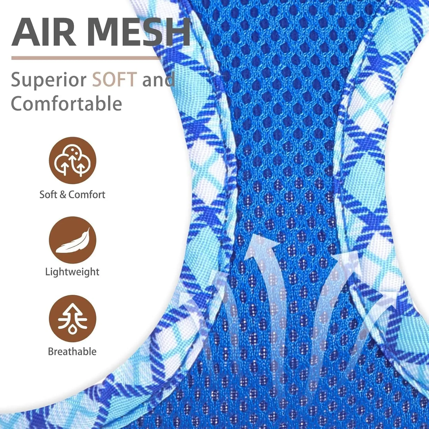 PUPTECK Dog Harness and Leash Set for Small Medium Dogs No Pull Step-in Soft Mesh Puppy Cat Vest Harnesses Reflective at Night, Blue M