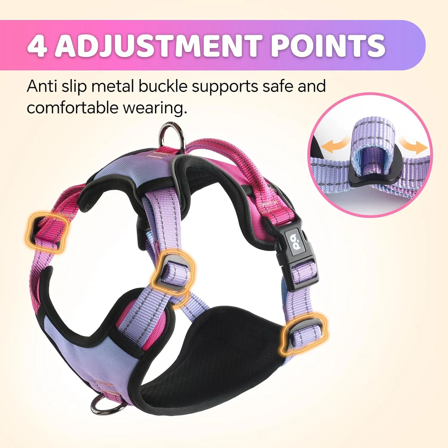 QQPETS No Pull Dog Harness with 2 Leash ClipsAdjustable Soft Padded Dog Vest, Reflective Outdoor Pet Oxford Vest with Easy Control Handle for Small to Large Dogs Walking Training