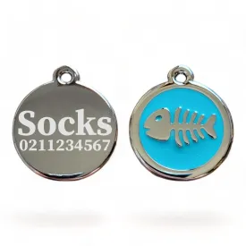 Round Fish Cat & Dog ID Pet Tag